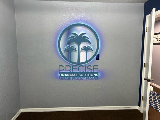 Precise Finacial Solutions Podcast Sign with Text Sign