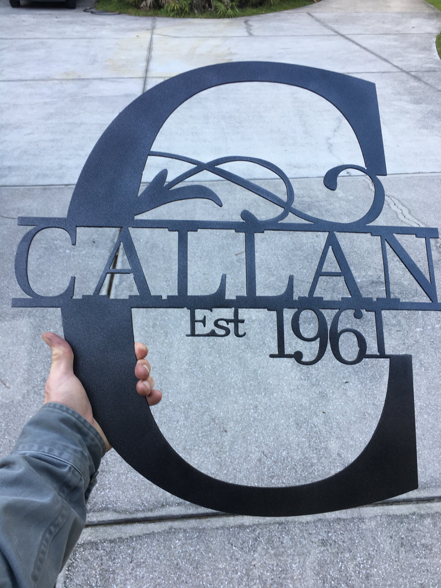 Custom Split Letter C Metal Last Name Sign