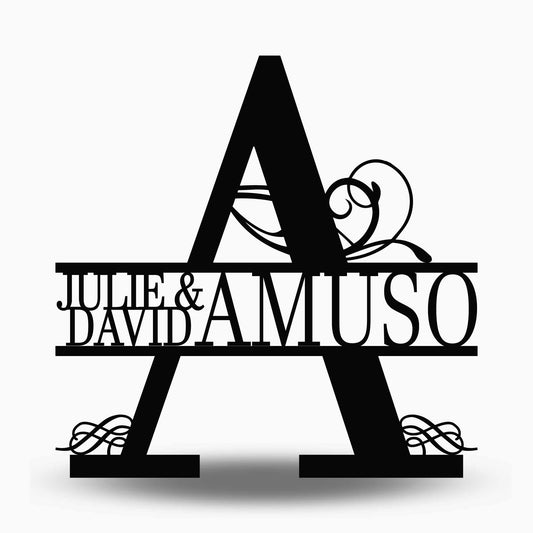 Custom Split Letter A Metal First and Last Name Sign