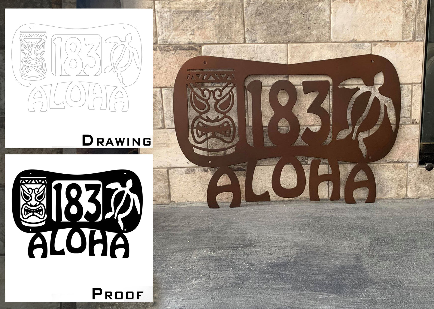 Custom Metal Hawaiian Aloha Address Sign