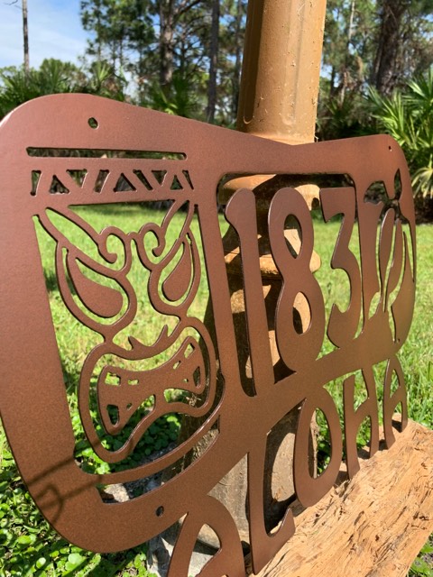 Custom Metal Hawaiian Aloha Address Sign