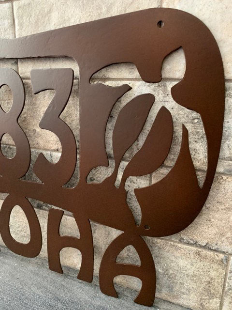 Custom Metal Hawaiian Aloha Address Sign