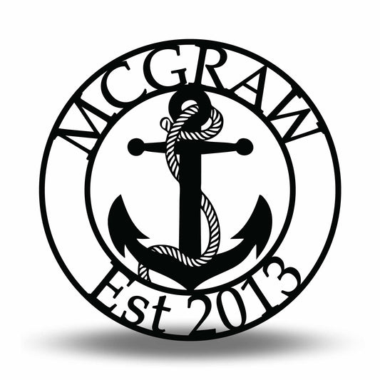 Custom Metal Anchor Name and Establish Year Sign