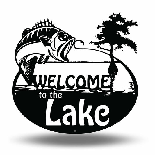 Custom Metal Bass Cypress Welcome Name Sign