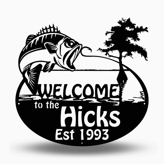 Bass Cypress Tree Welcome to the Name and Est Date Property Sign