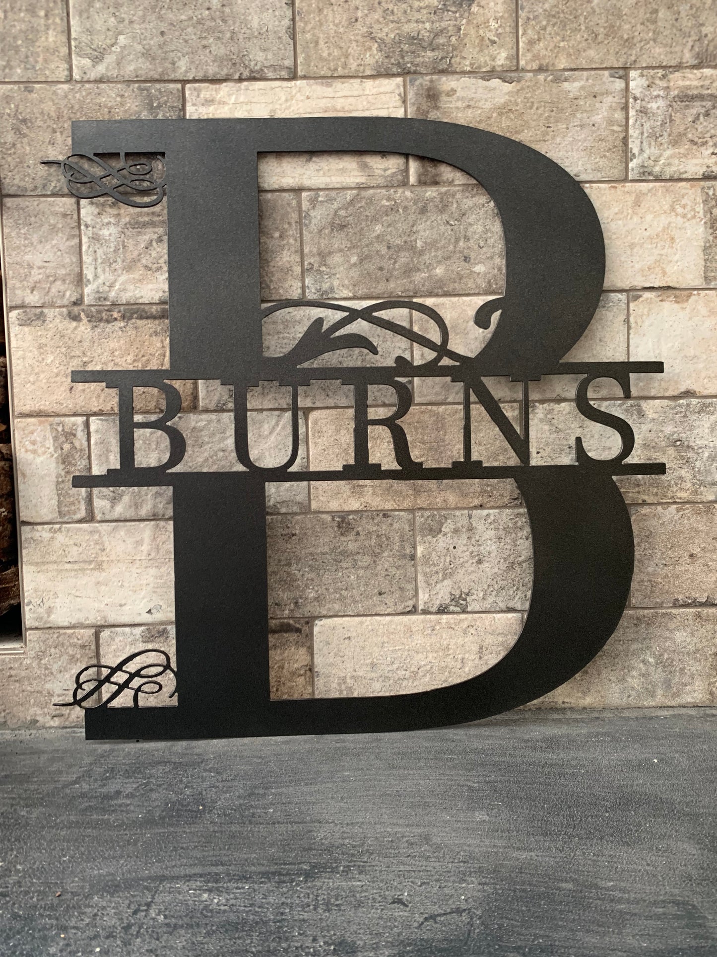 Custom Split Letter B Metal Last Name Sign