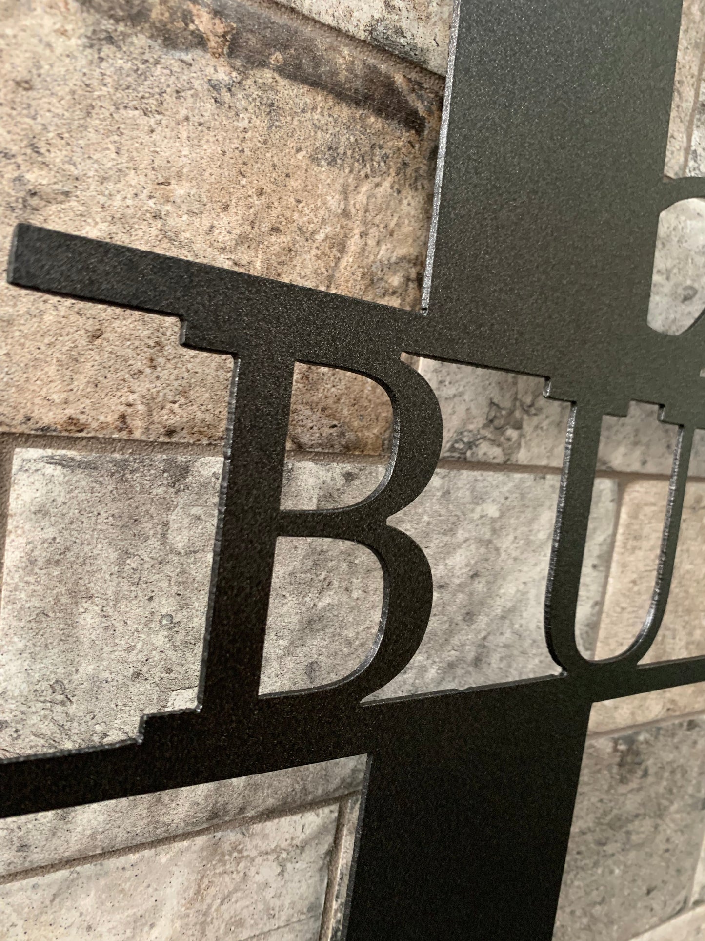 Custom Split Letter D Metal Last Name Sign