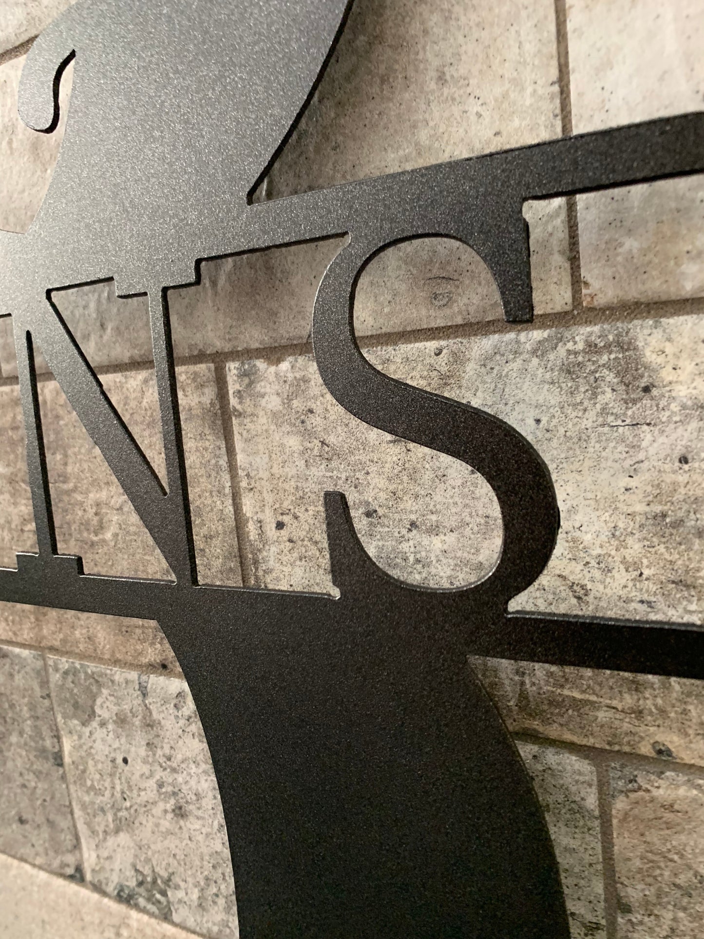 Custom Split Letter D Metal Last Name Sign