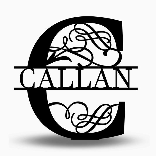 Custom Split Letter C Metal Last Name Sign