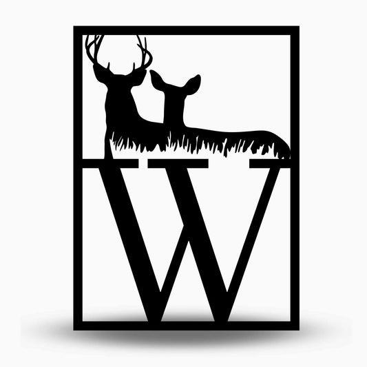 Stag Doe Family Name Letter Sign