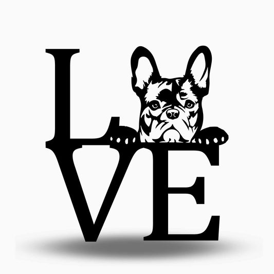 Metal French Bulldog Love Sign (Frenchie)