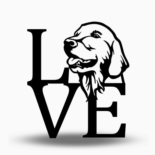 Metal Golden Retriever Love Sign