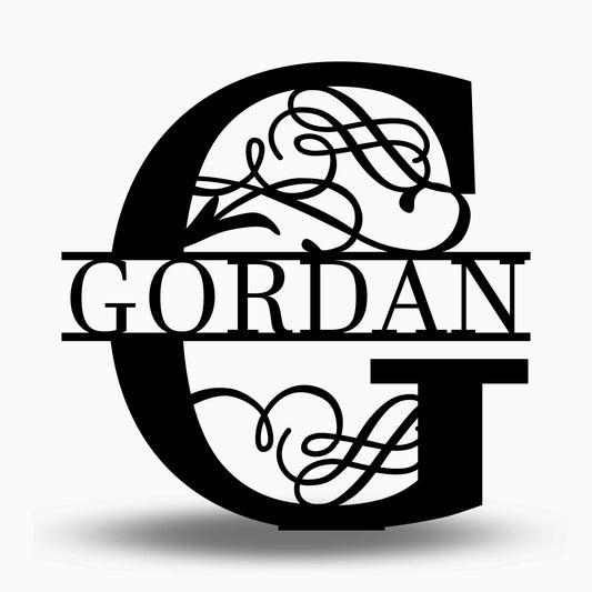 Custom Split Letter G Metal Last Name Sign