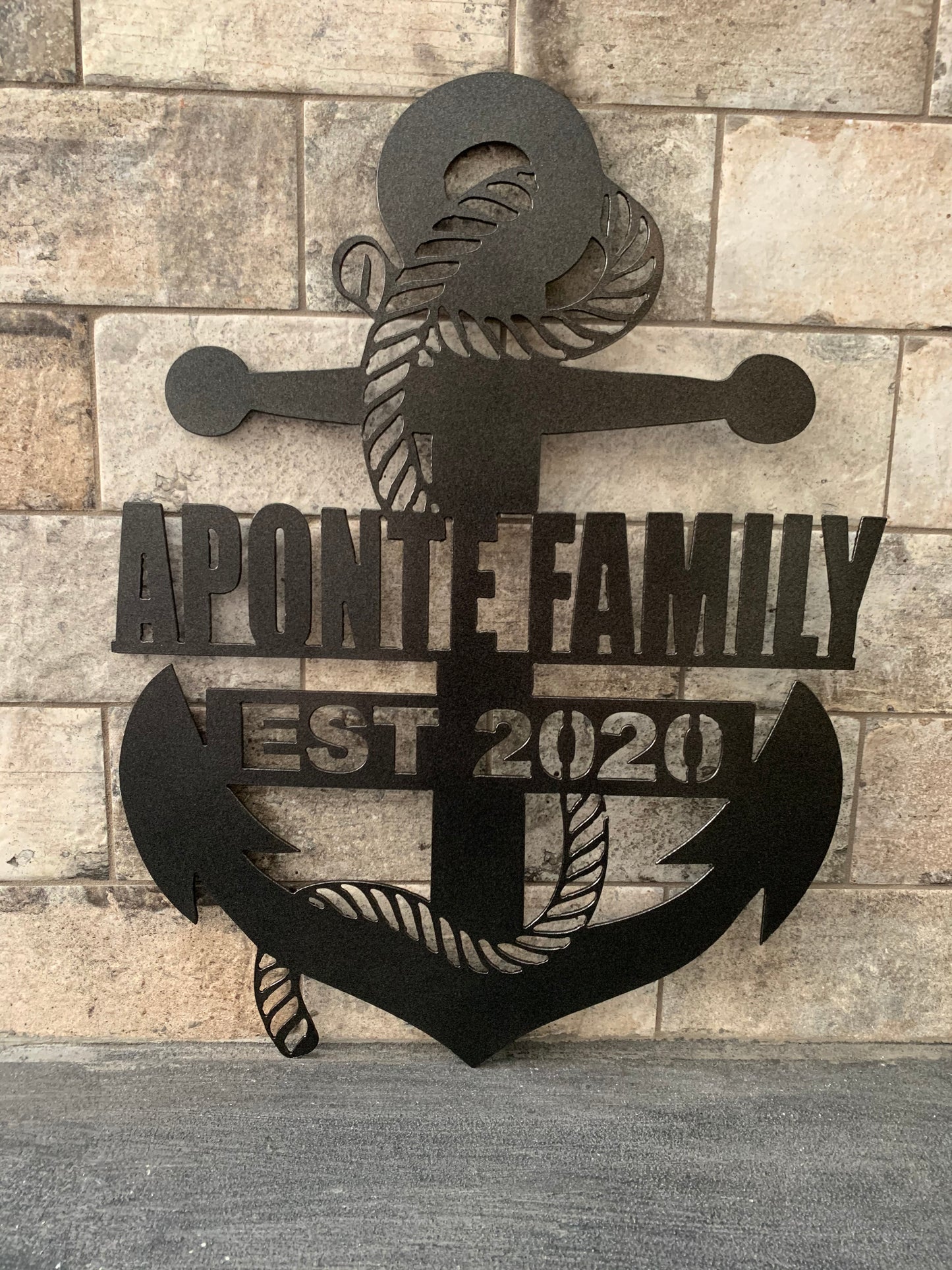 Custom Vertical Small Anchor Metal Name and Establish Year Sign