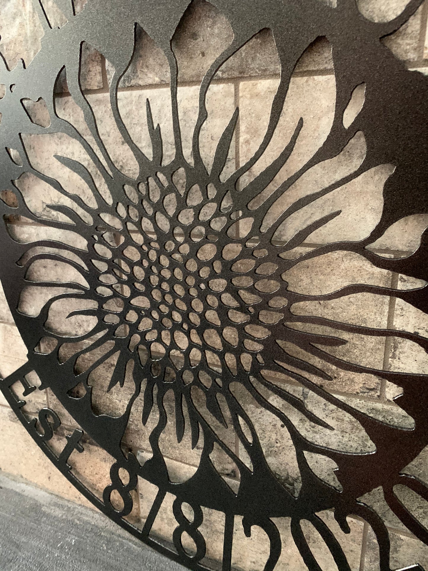 Custom Metal Sunflower Name and Establish Year Sign