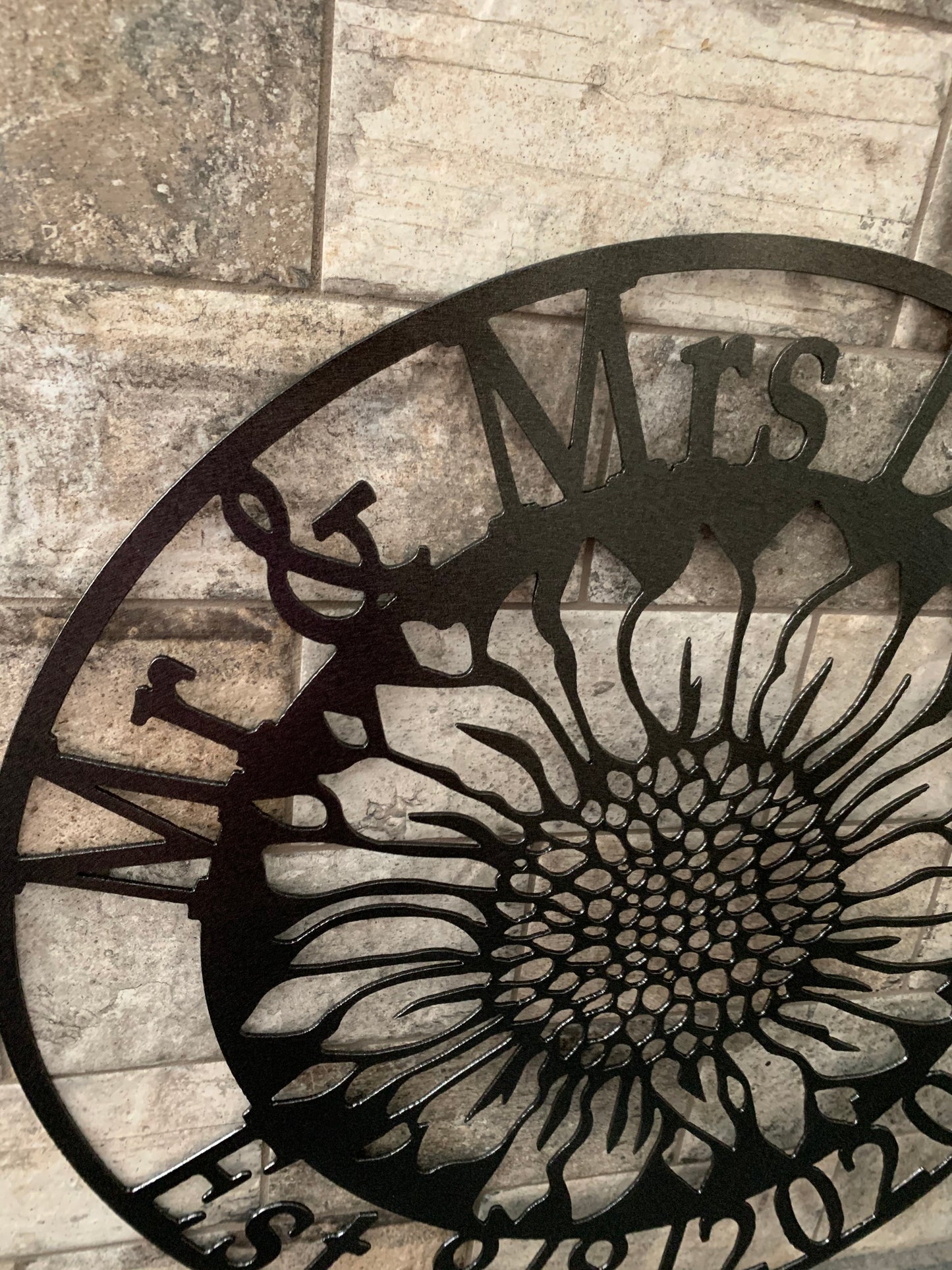 Custom Metal Sunflower Name and Establish Year Sign