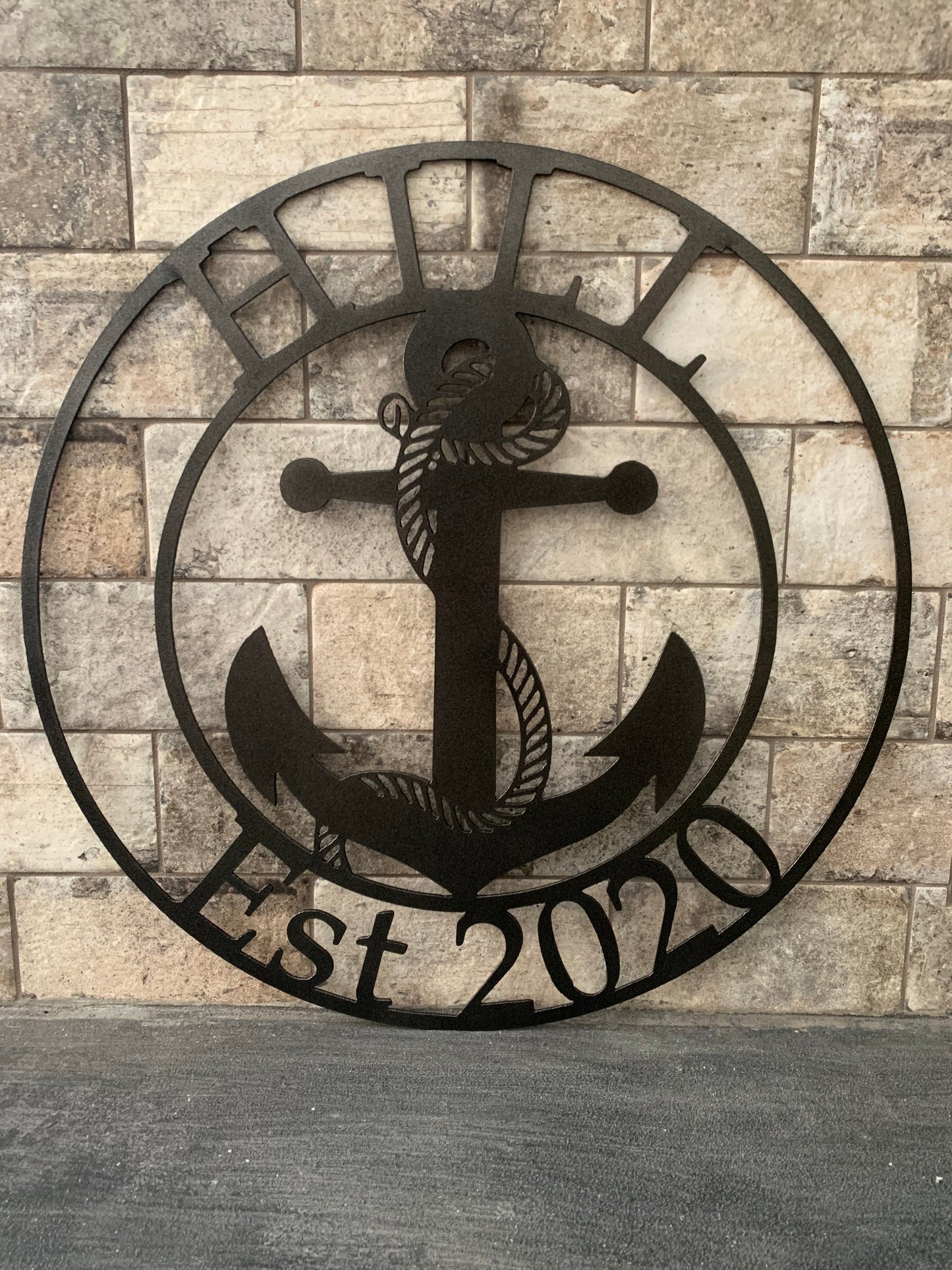 Custom Metal Anchor Name and Establish Year Sign