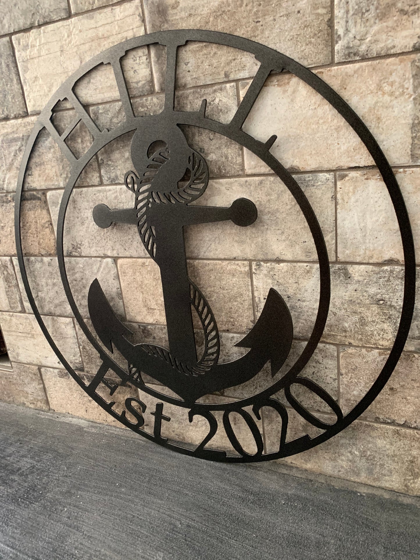 Custom Metal Anchor Name and Establish Year Sign
