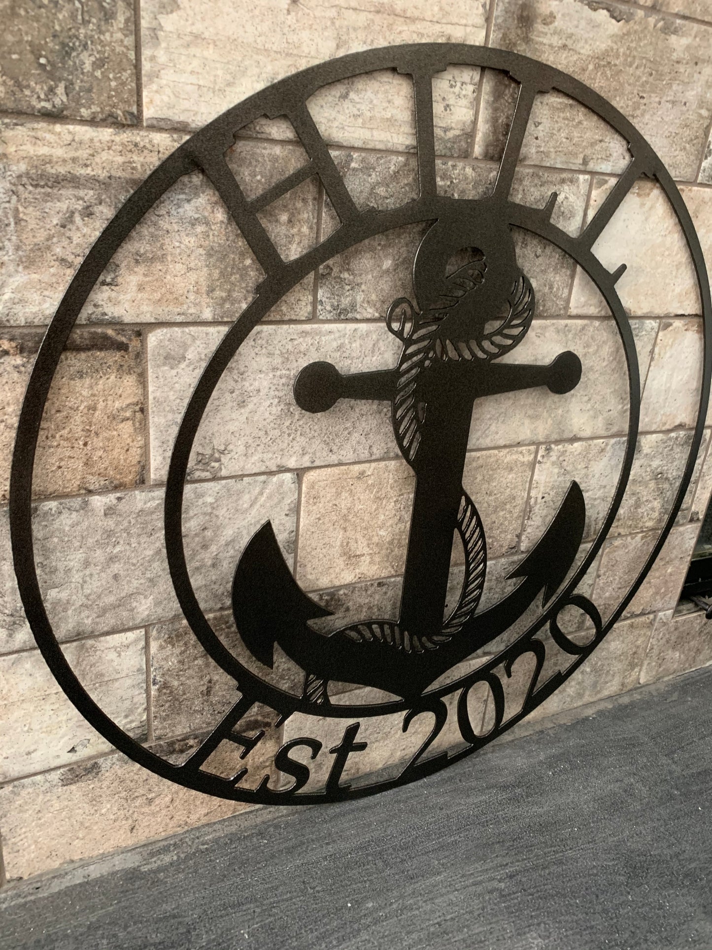 Custom Metal Anchor Name and Establish Year Sign