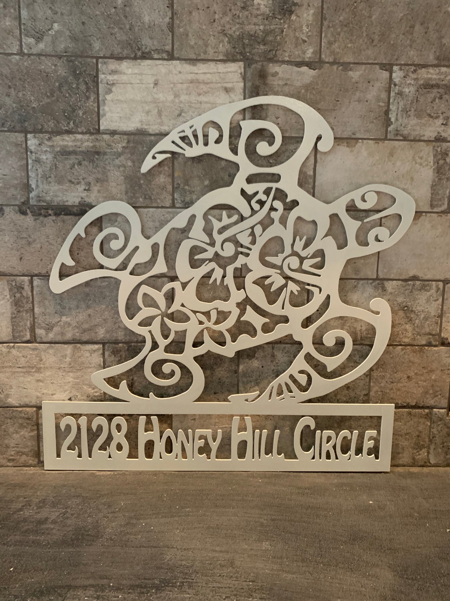 Custom Metal Sea Turtle Horizontal Address Sign