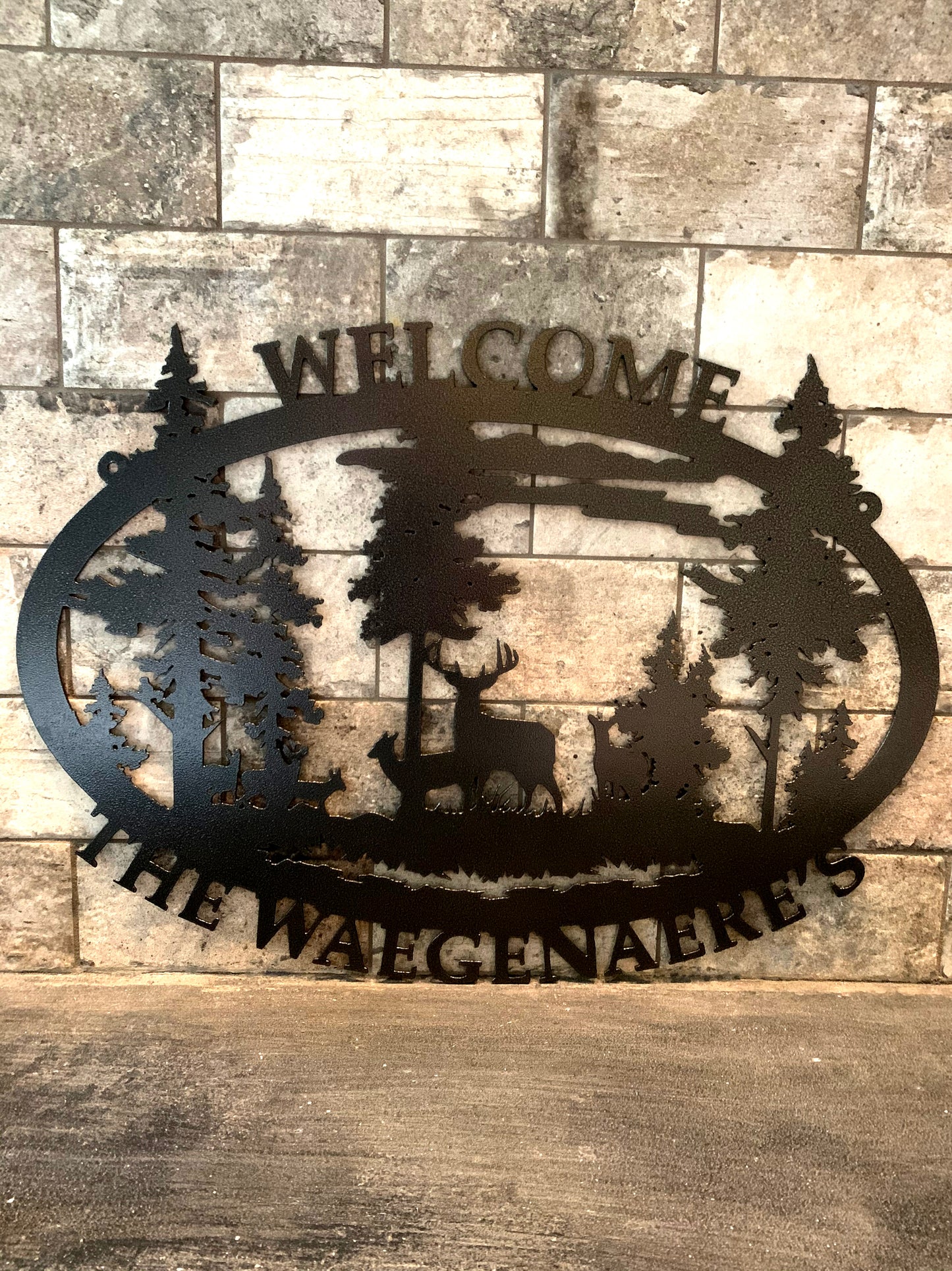 Custom Deer in the Woods Metal Family Name Property Sign
