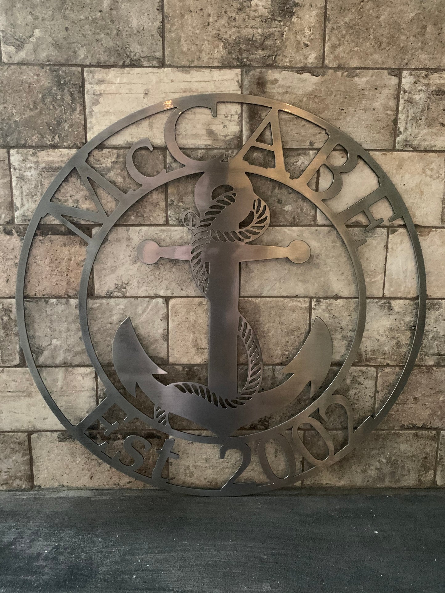 Custom Metal Anchor Name and Establish Year Sign