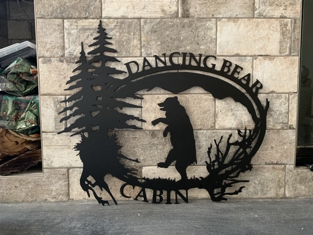Custom Metal Dancing Bear Property Name and Establish Year Sign