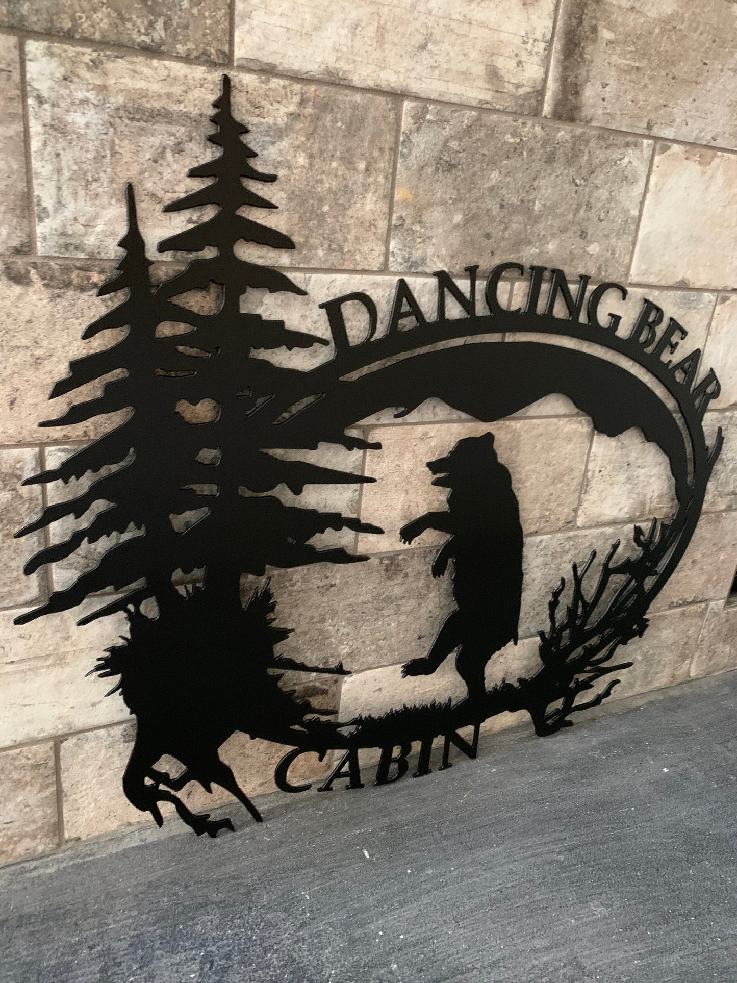 Custom Metal Dancing Bear Property Name and Establish Year Sign
