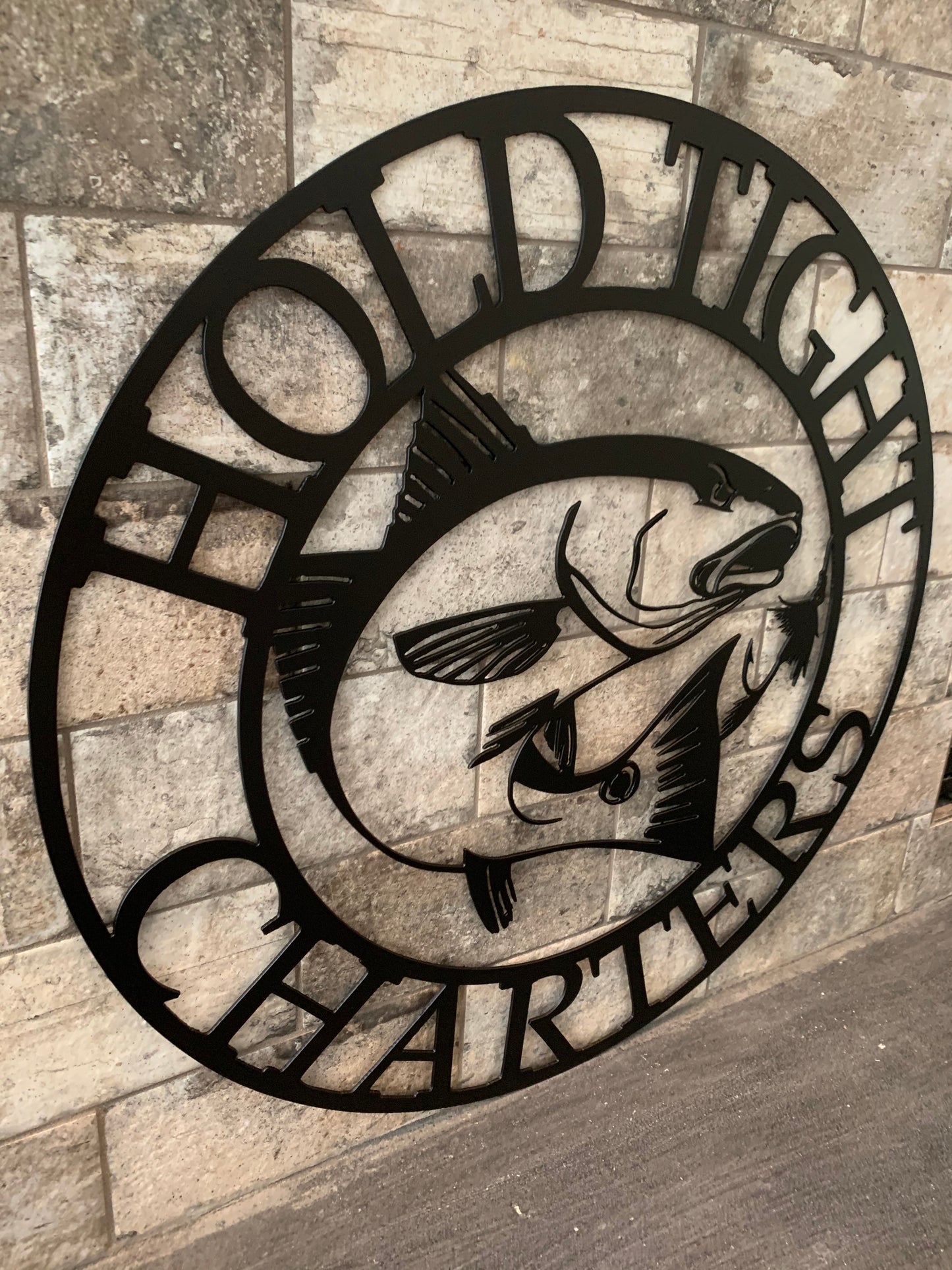 Custom Metal Redfish Round Name and Establish Year Sign