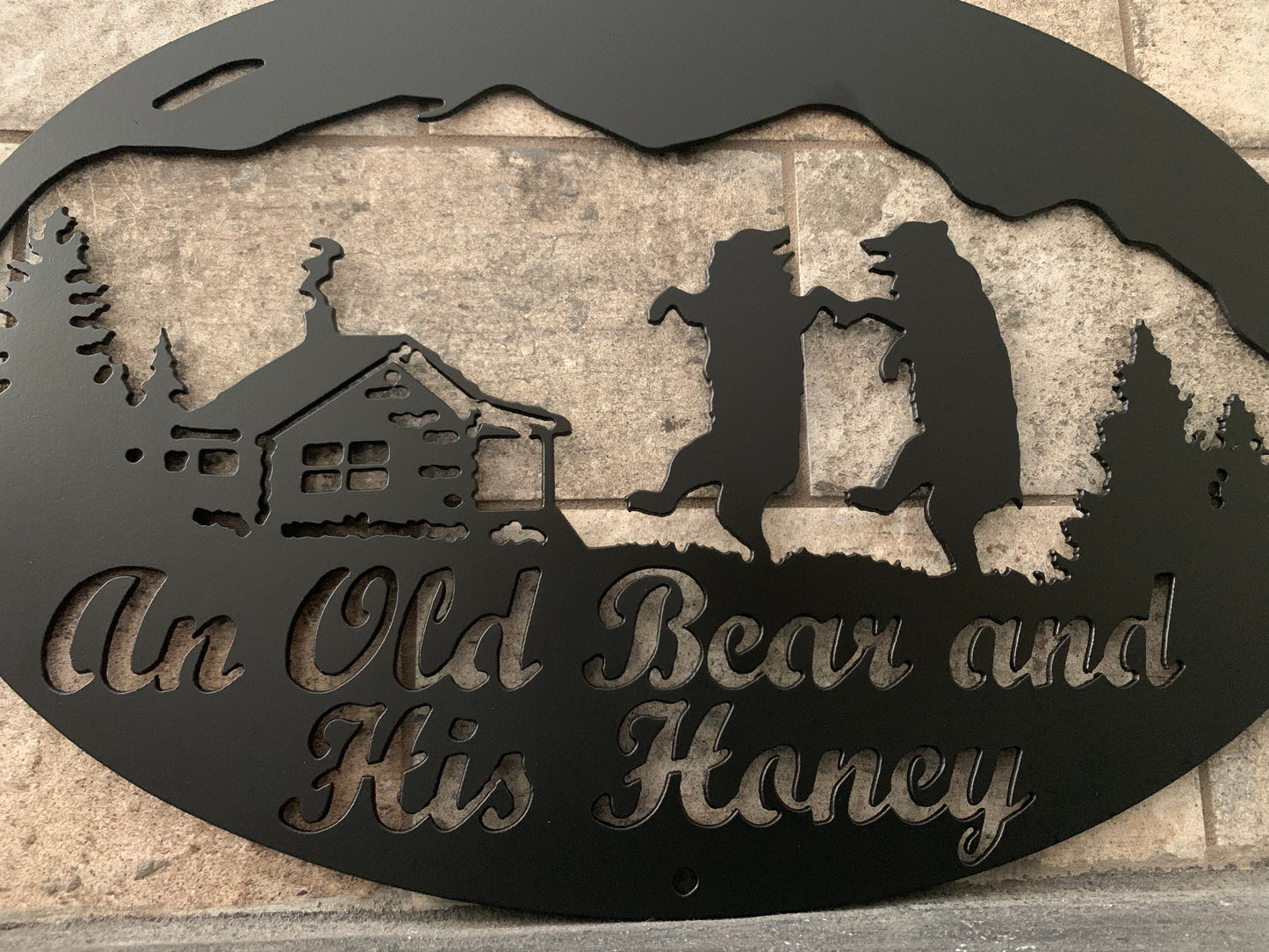 Custom Metal An Old Bear and His Honey Sign