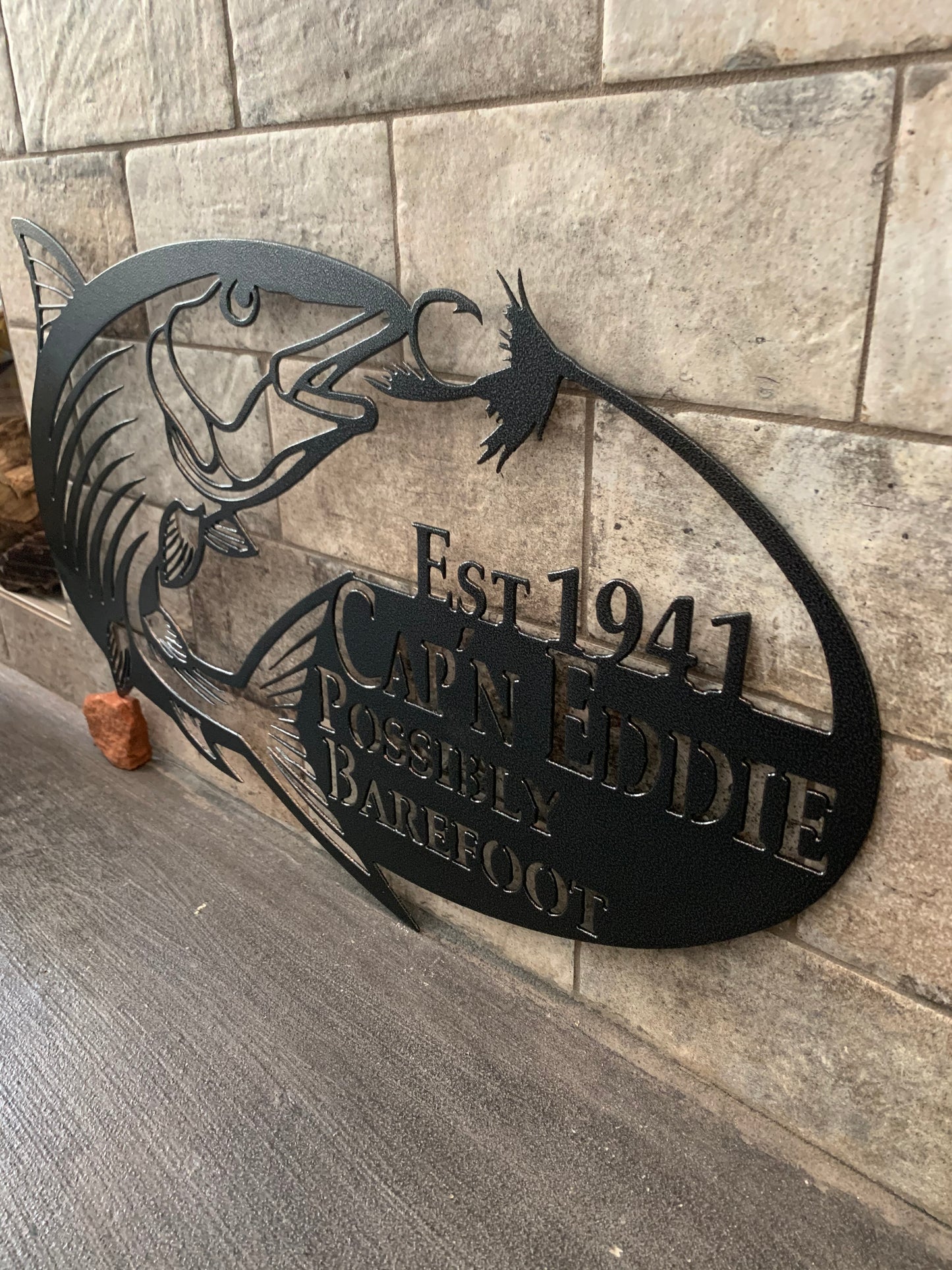 Custom Metal Bonefish Name and Establish Year Sign