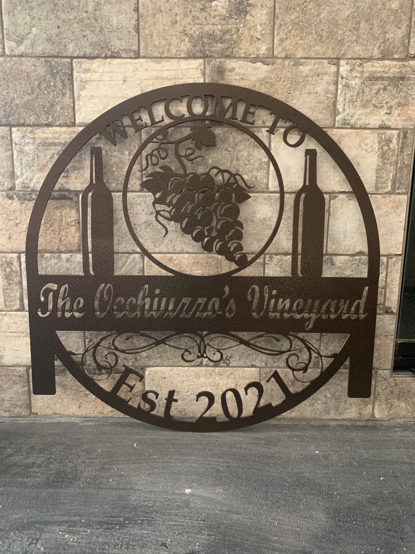 Custom Meal Our Vineyard Last Name Establish Year Garden sign