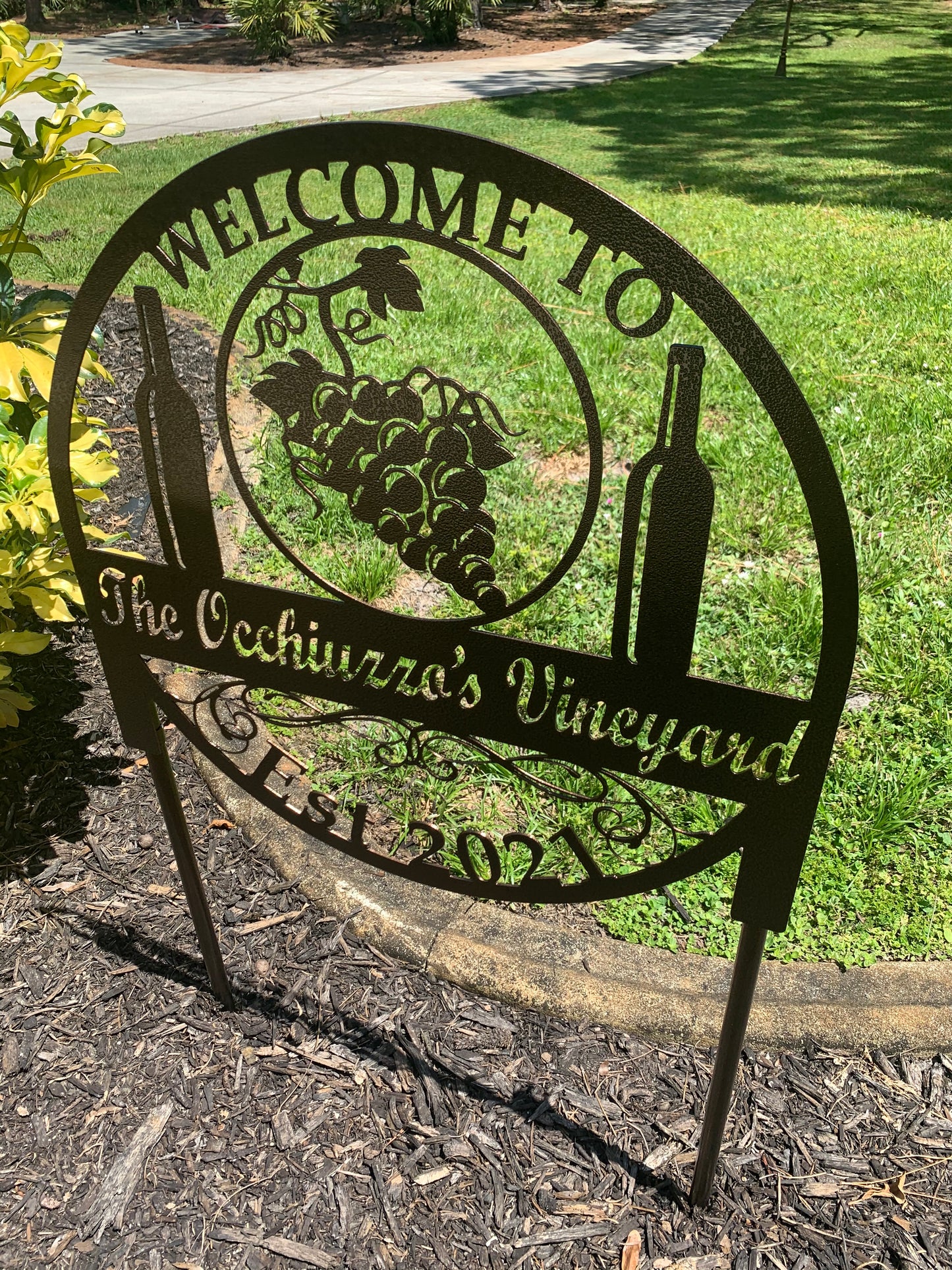 Custom Meal Our Vineyard Last Name Establish Year Garden sign