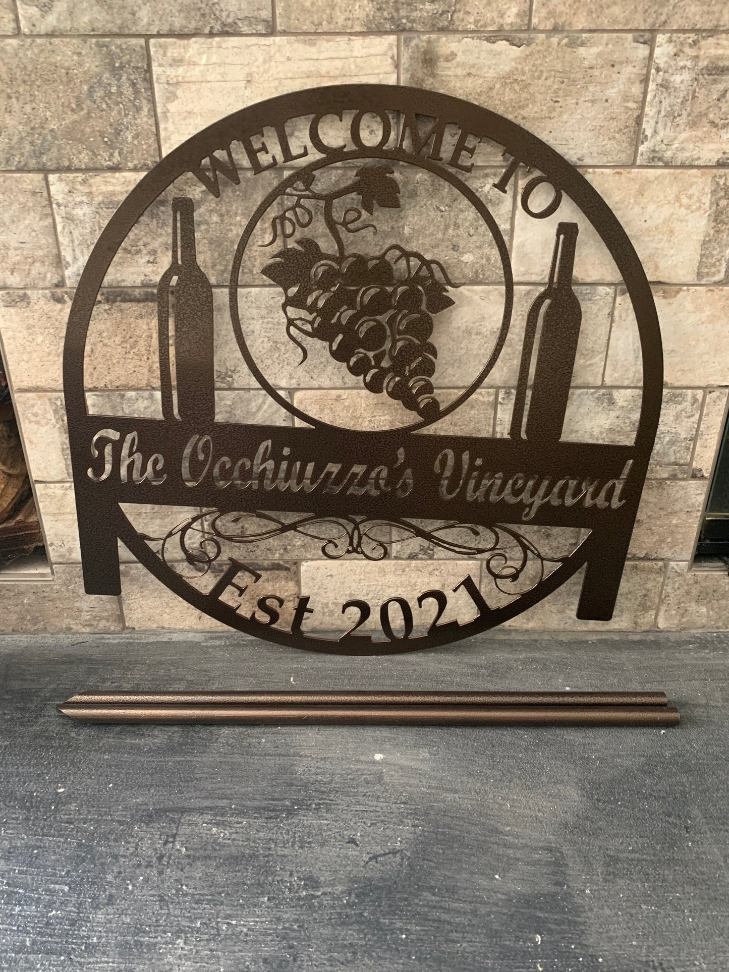 Custom Meal Our Vineyard Last Name Establish Year Garden sign