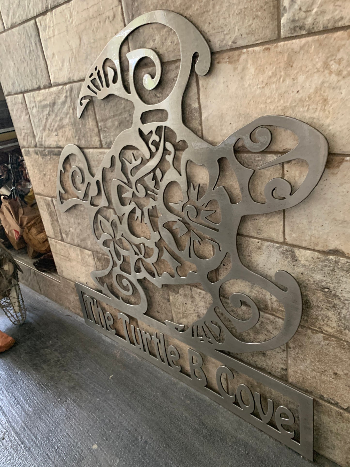 Custom Metal Sea Turtle Horizontal Address Sign