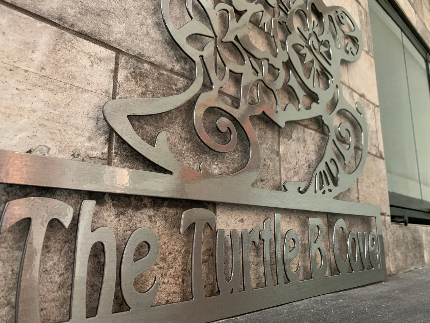 Custom Metal Sea Turtle Horizontal Address Sign