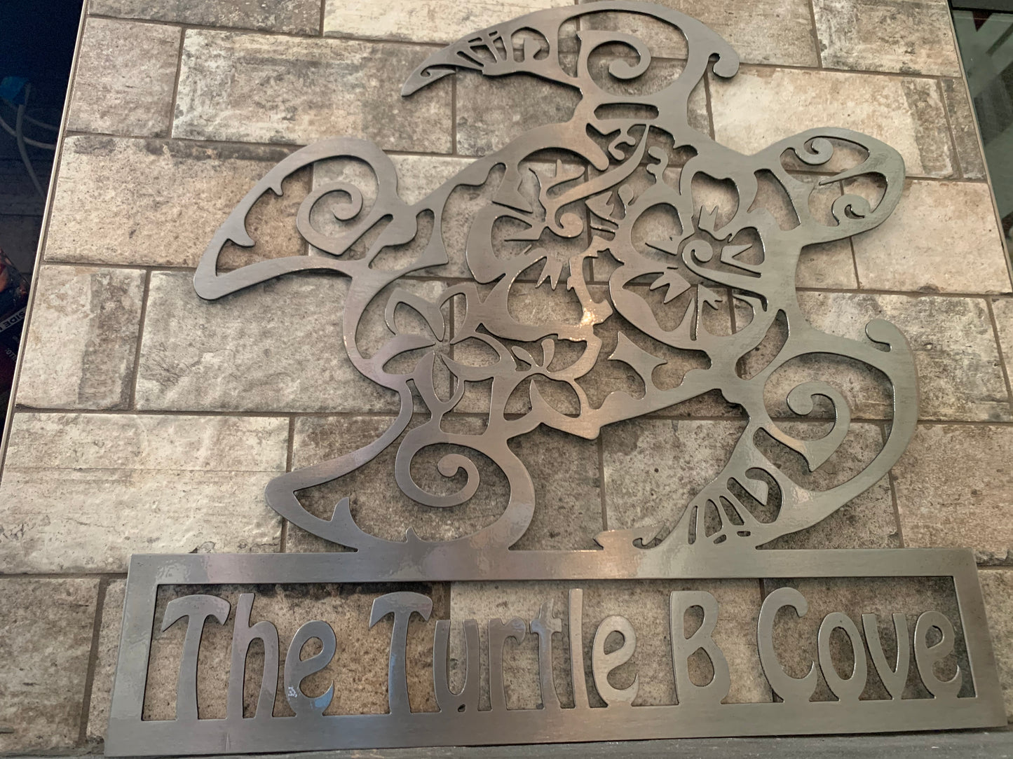 Custom Metal Sea Turtle Horizontal Address Sign