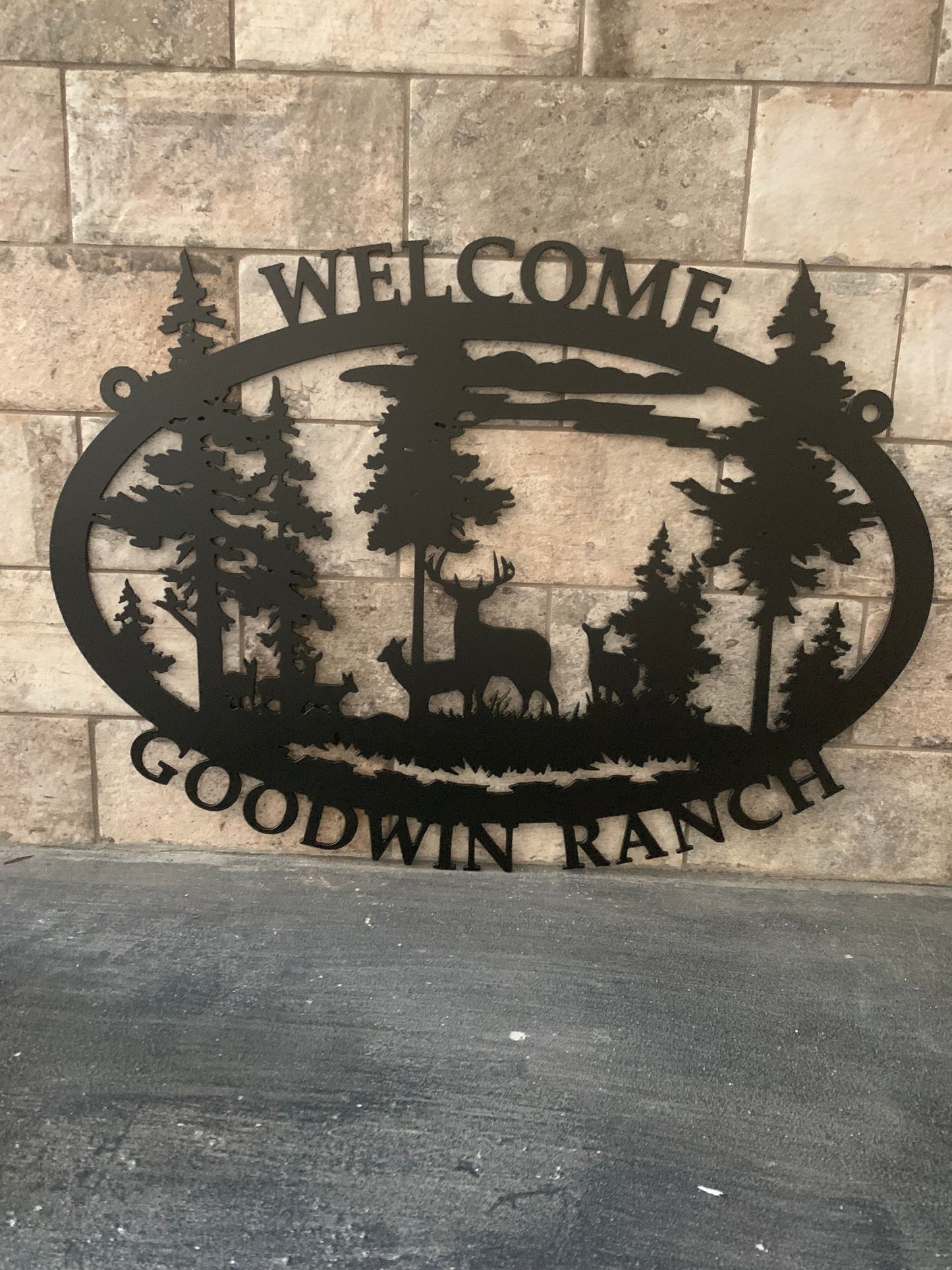 Custom Deer in the Woods Metal Family Name Property Sign
