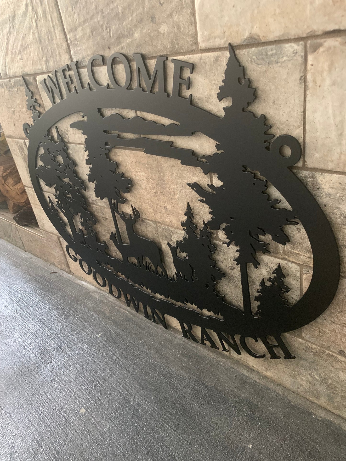 Custom Deer in the Woods Metal Family Name Property Sign