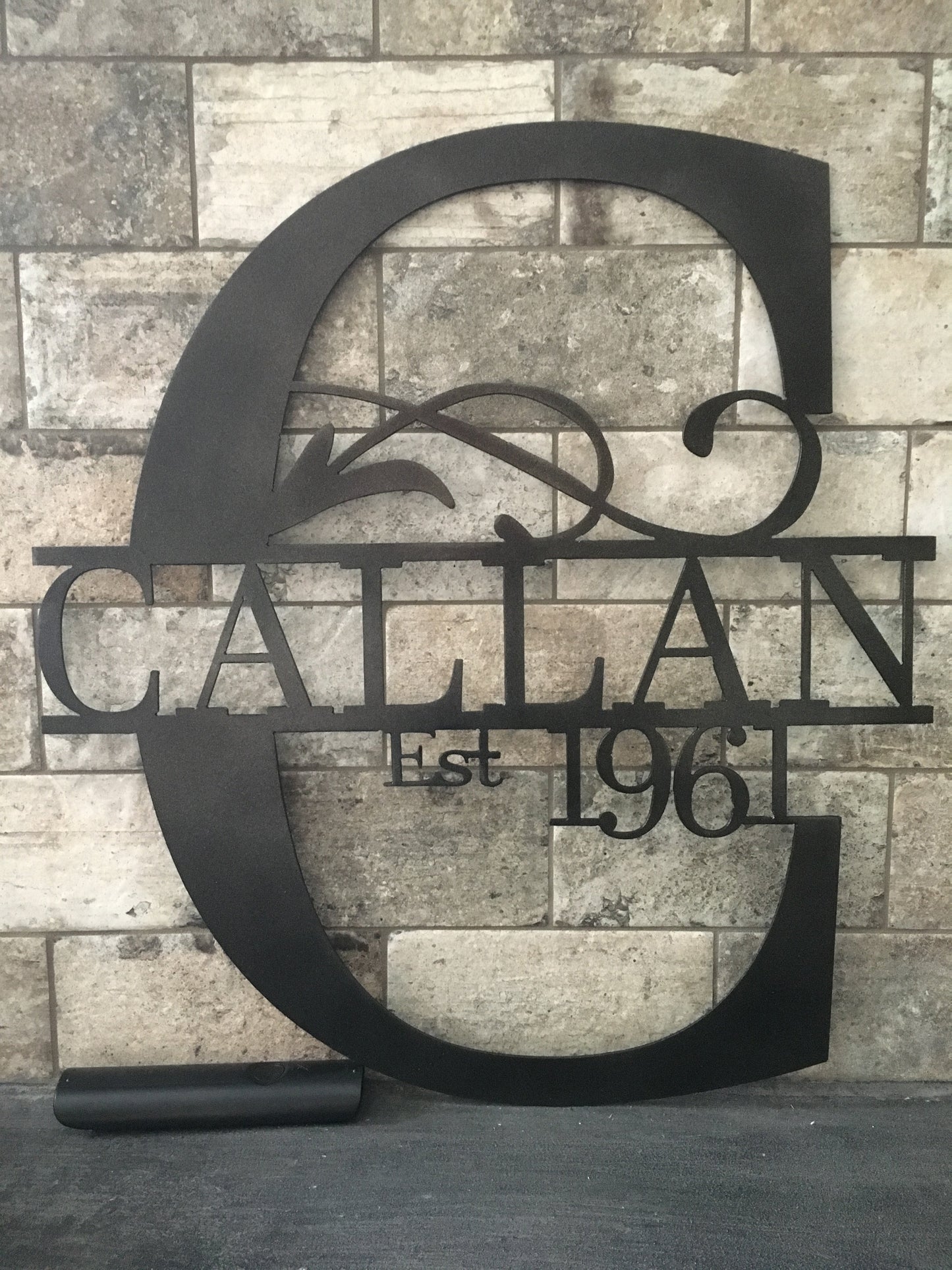 Custom Split Letter C Metal First, Last Name and Establish Year Sign