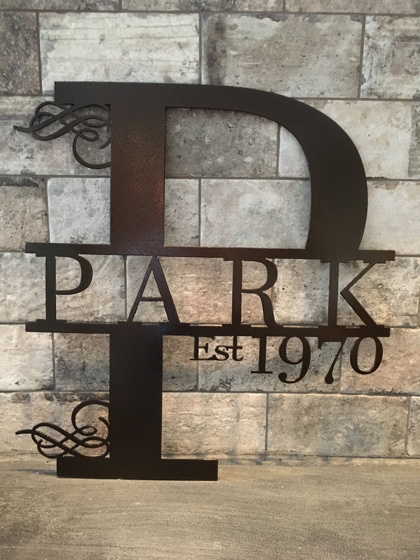 Custom Split Letter P Metal Last Name