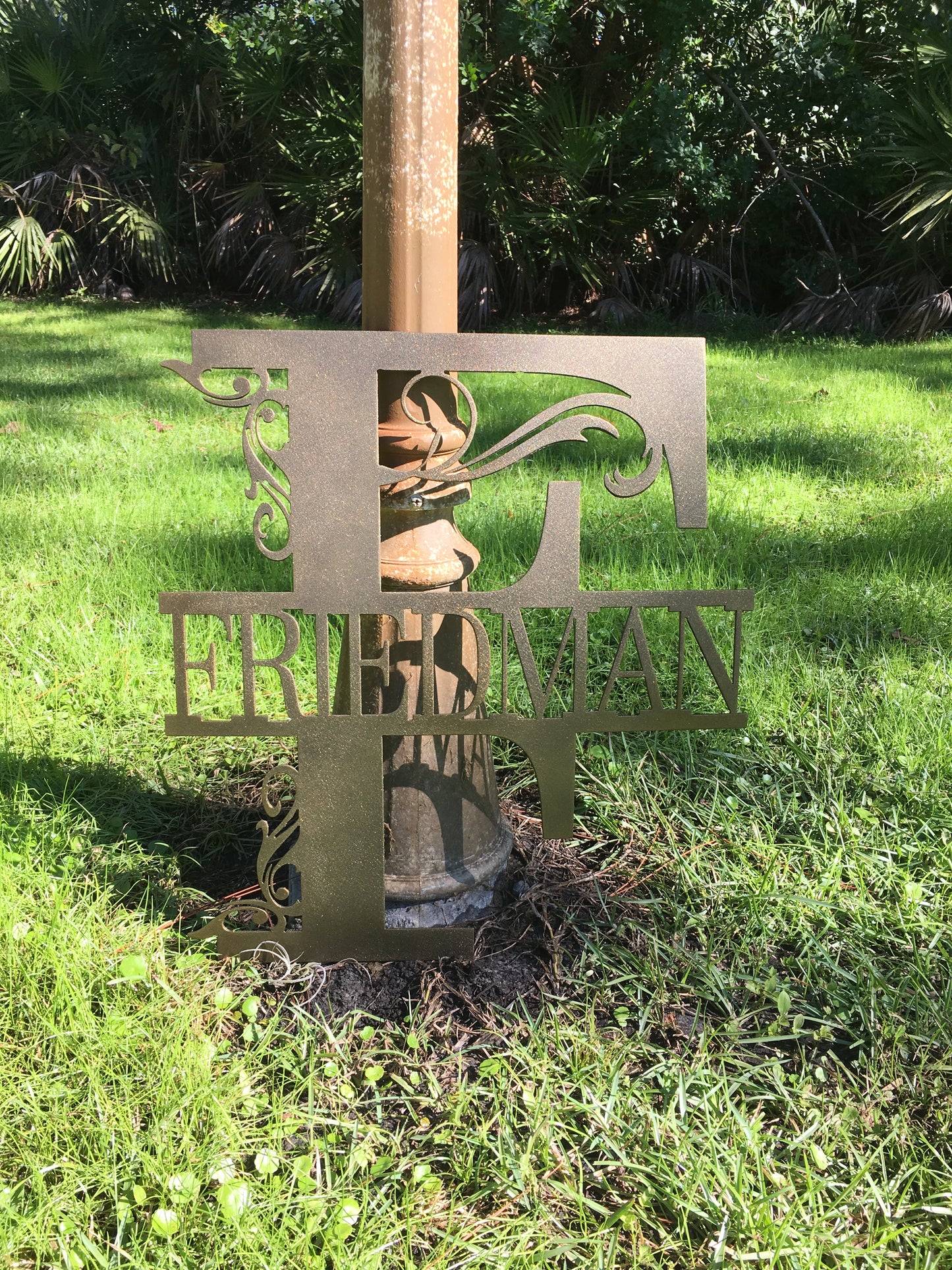 Custom Split Letter E Metal Last Name Sign