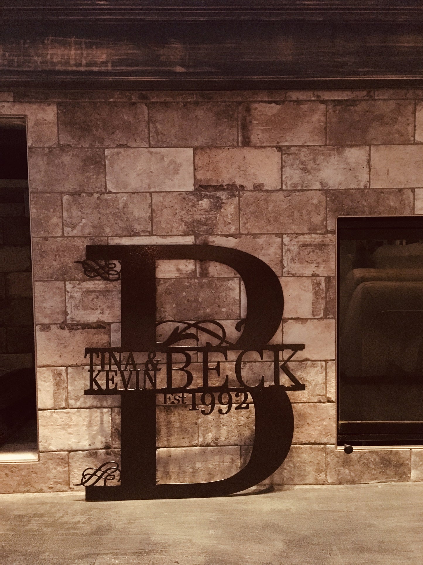 Custom Split Letter B Metal First and Last Name Sign