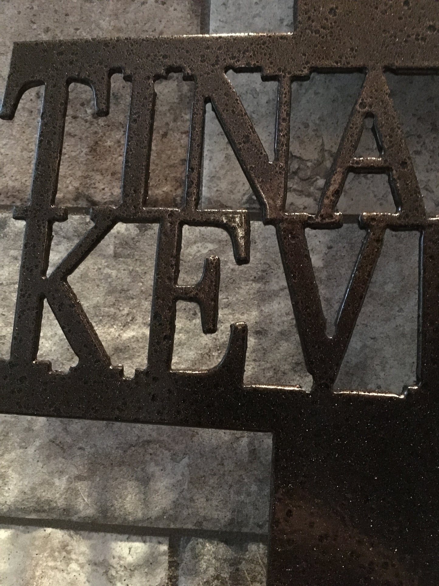 Custom Split Letter H Metal First Names and Last Name Sign