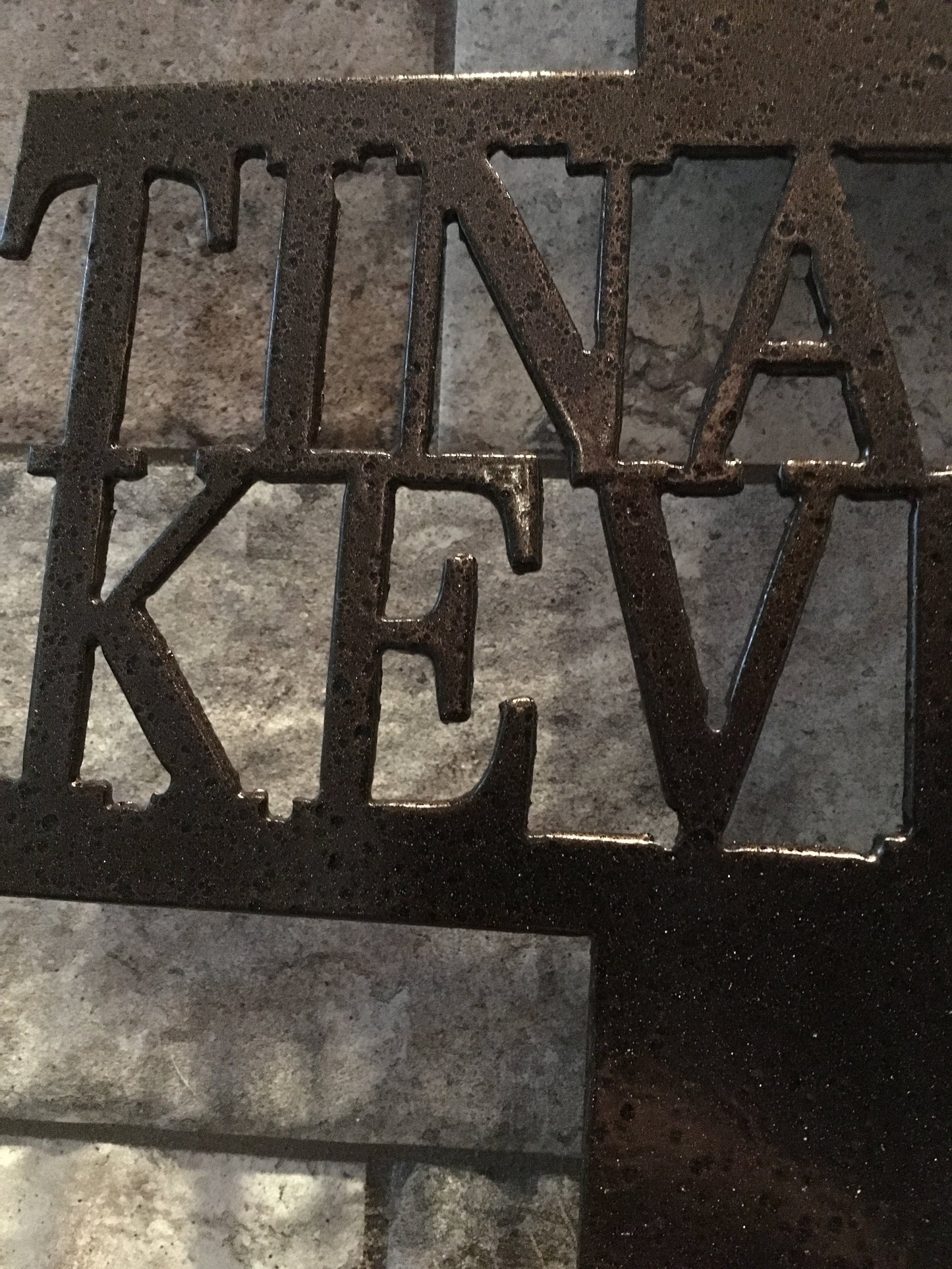 Custom Split Letter H Metal First Names, Last Name and Establish Year Sign