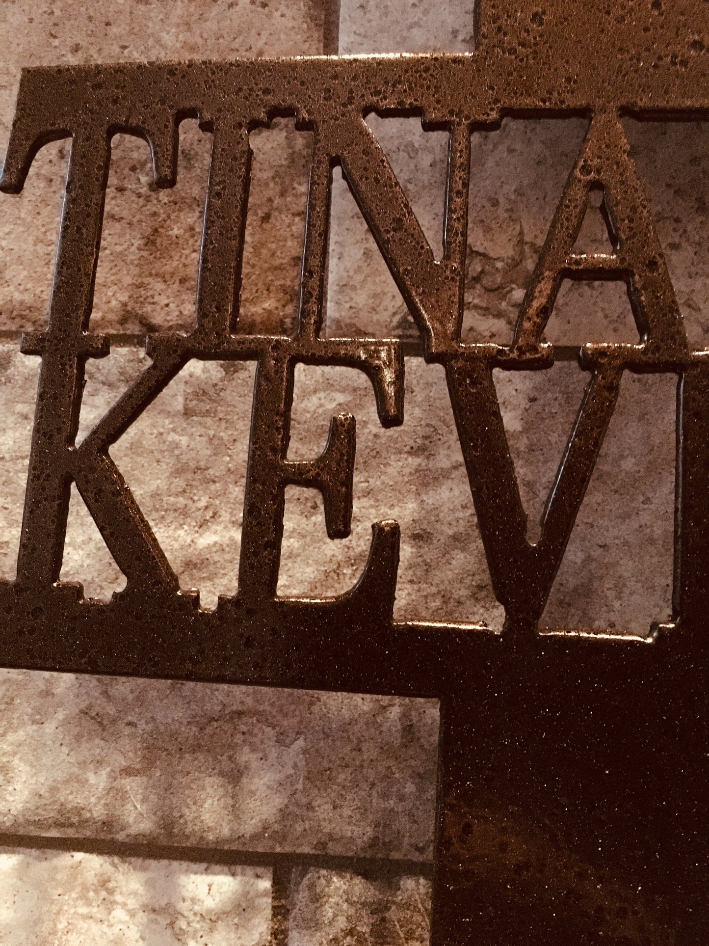 Custom Split Letter D Metal First and Last Name with Establish Year Sign
