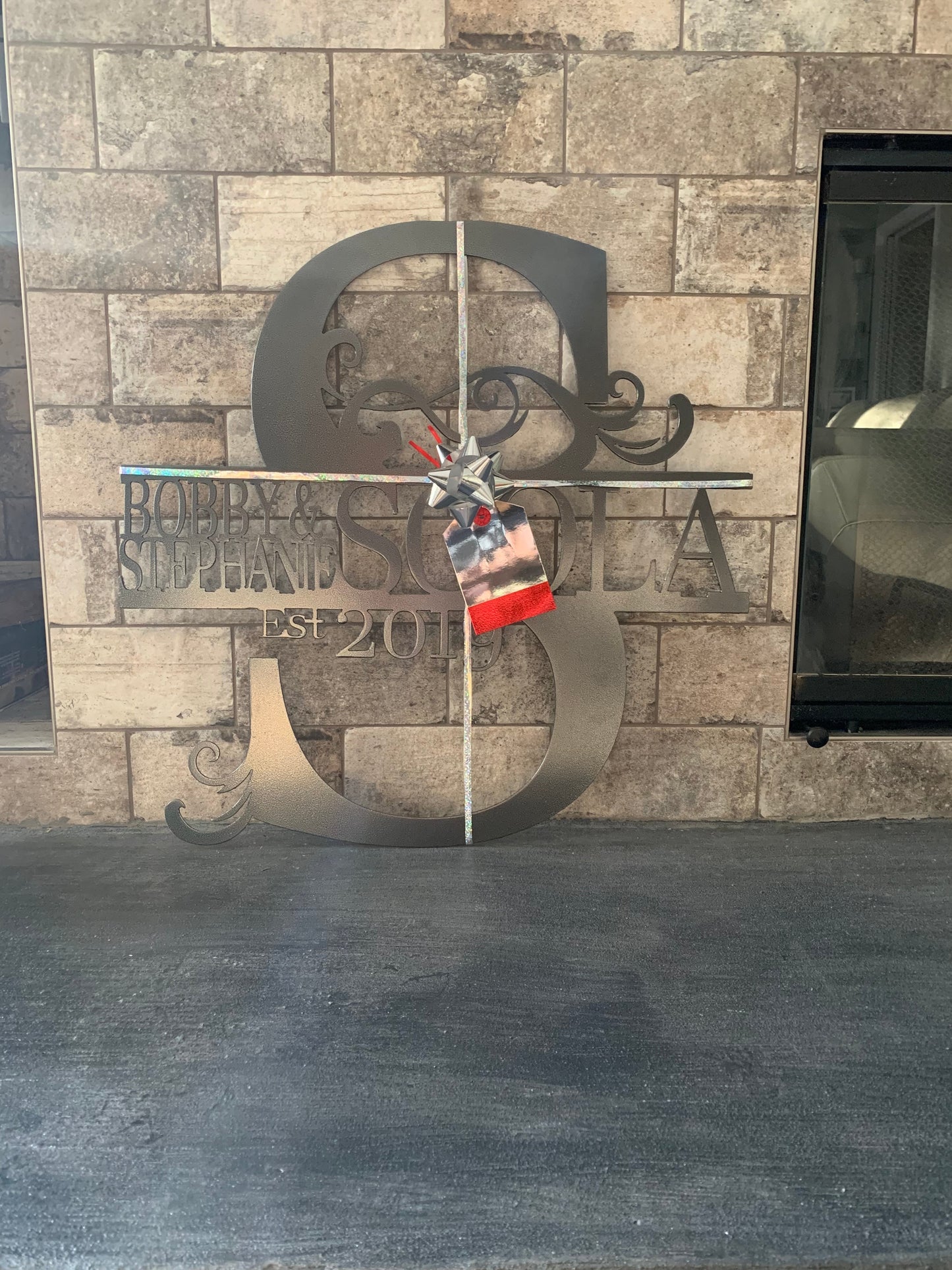 Custom Split Letter S Metal Last Name Sign