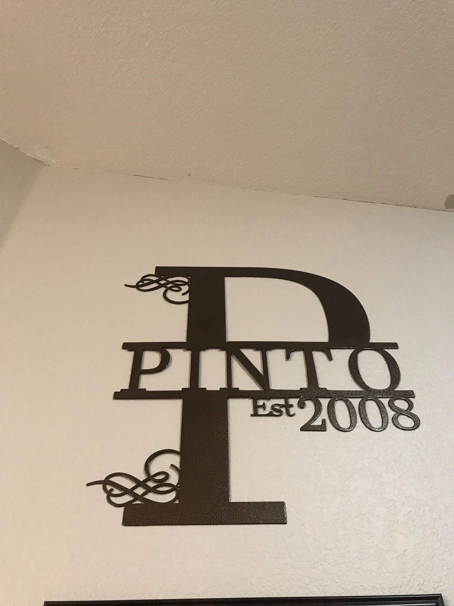 Custom Split Letter P Metal Last Name