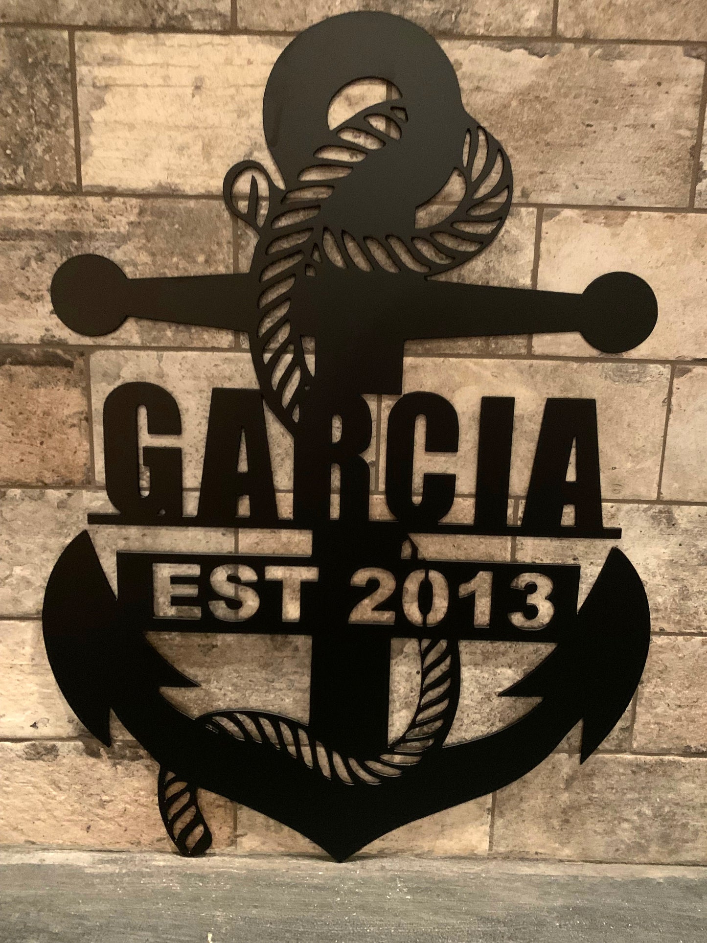 Custom Vertical Small Anchor Metal Name and Establish Year Sign