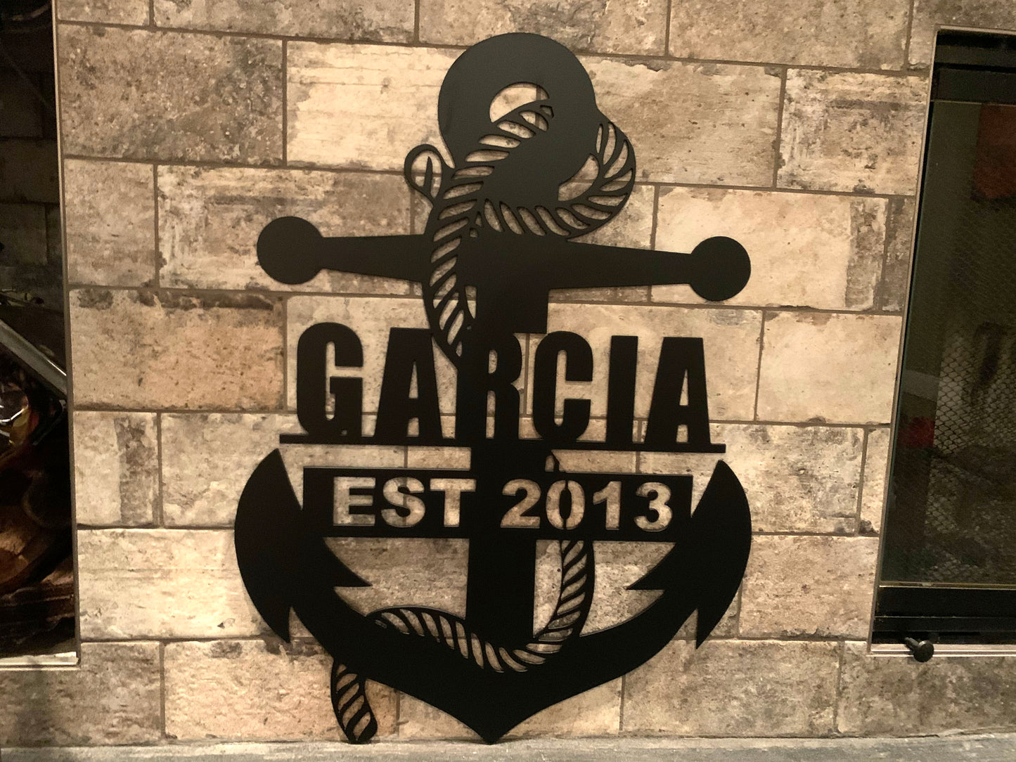 Custom Vertical Large Anchor Metal Last Name and Est Year Sign